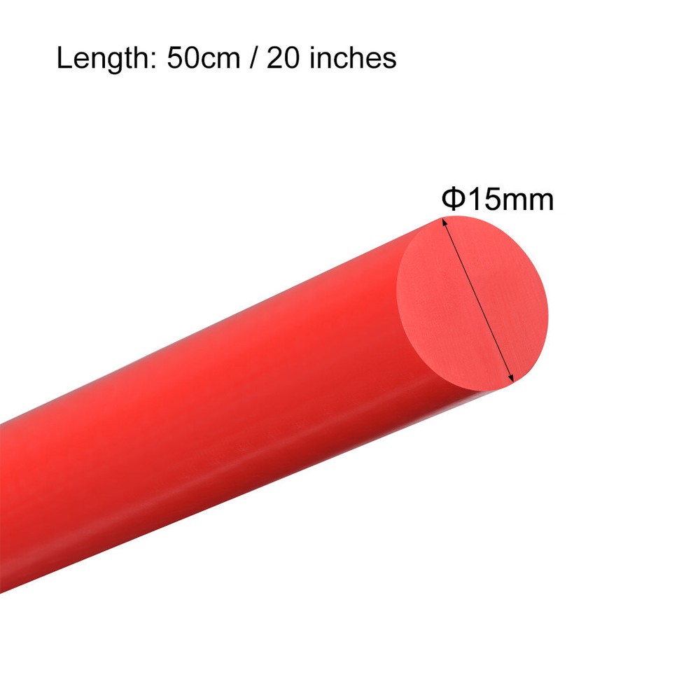 Plastic Round Rod,15mm Dia 50cm Red Engineering Plastic Round Bar
