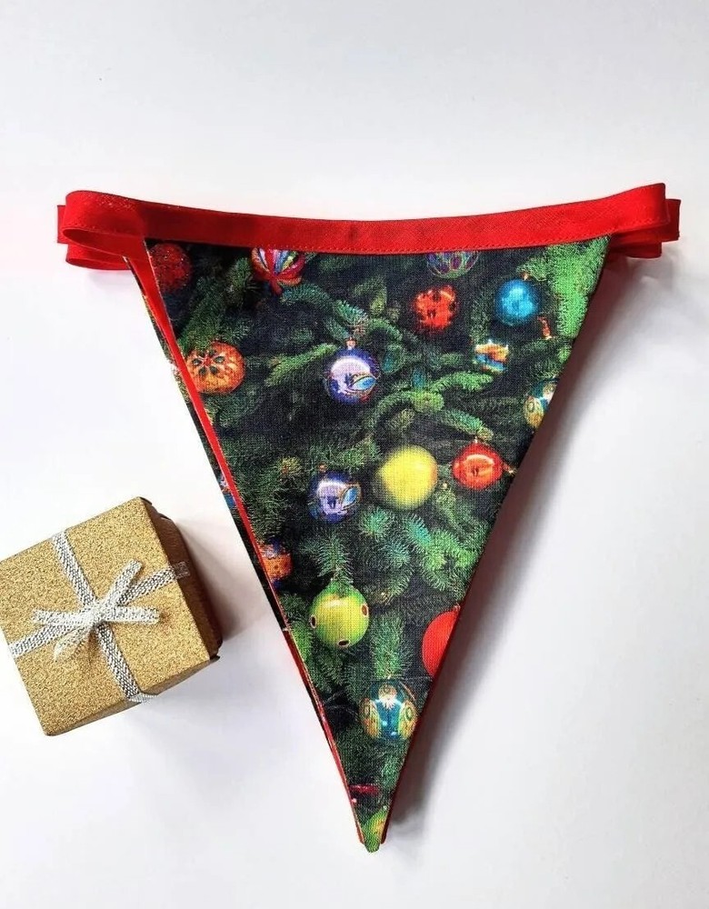 HANDMADE - Multicoloured Bauble Themed  - Triangle Bunting Flags(7) CHRISTMAS