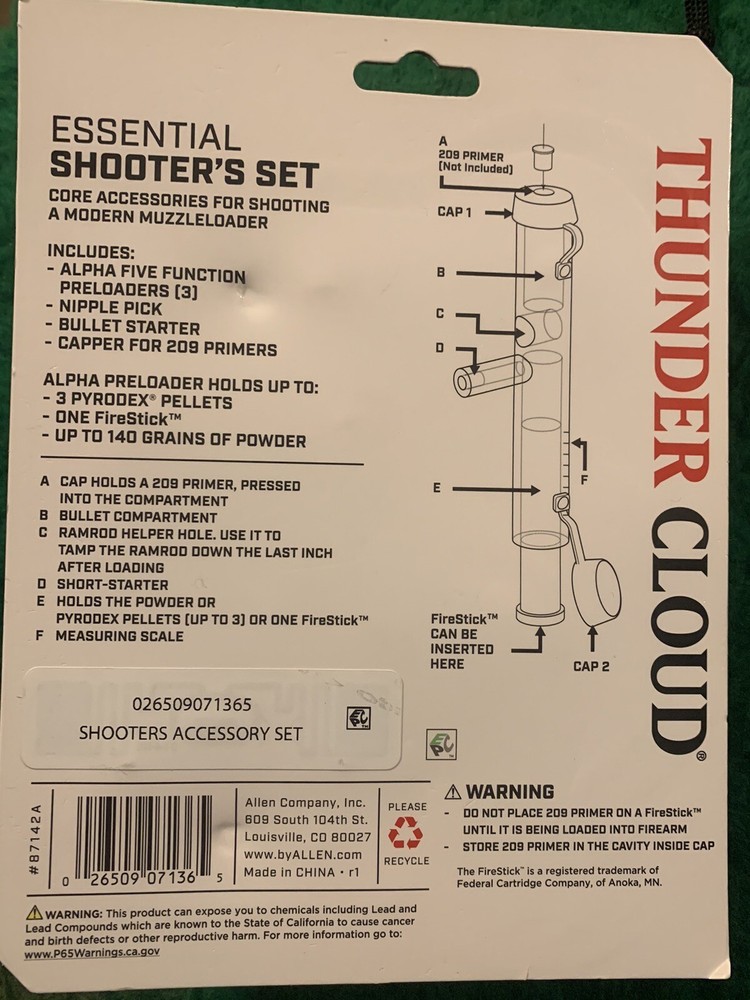 ALLEN THUNDER CLOUD Essential Shooter's Set Muzzleloader
