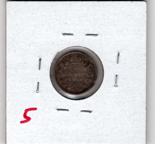 1897 Canada Silver Coin- 5 Cent-F