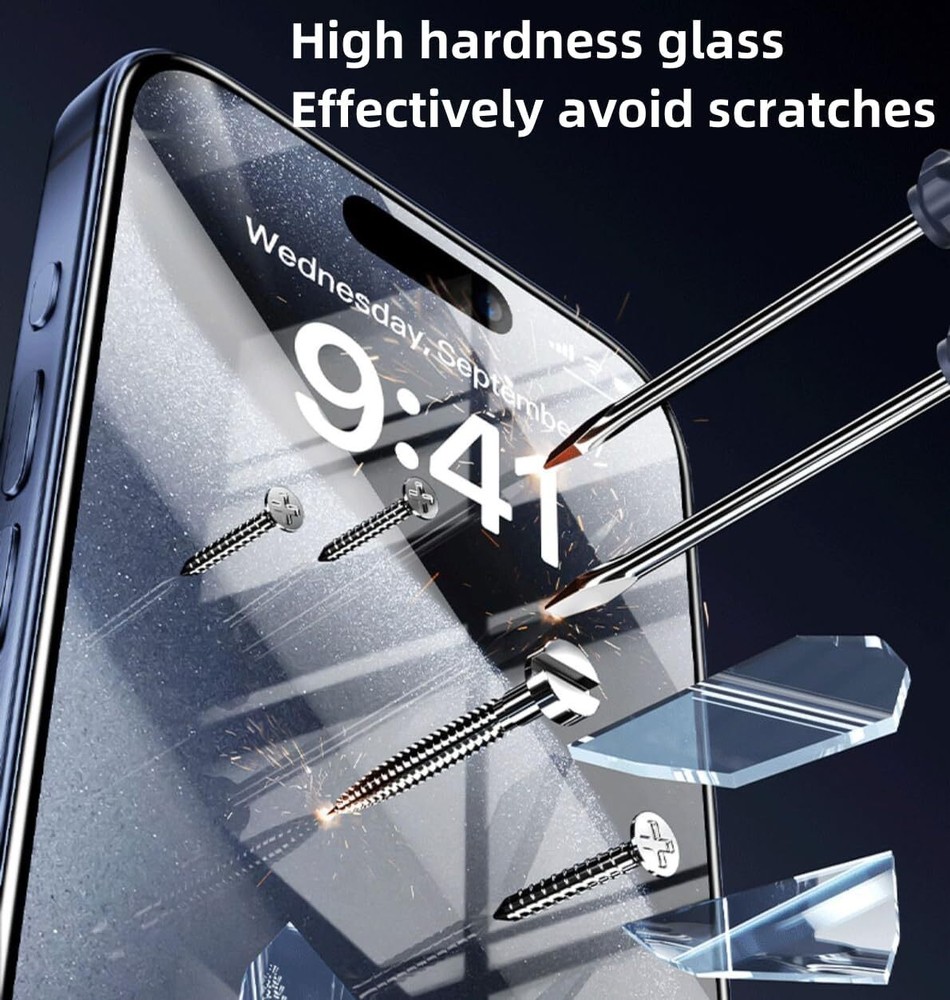 2/4 Pack For iPhone 15/16 Pro Max Privacy/HD Screen Protector+Auto Alignment Kit