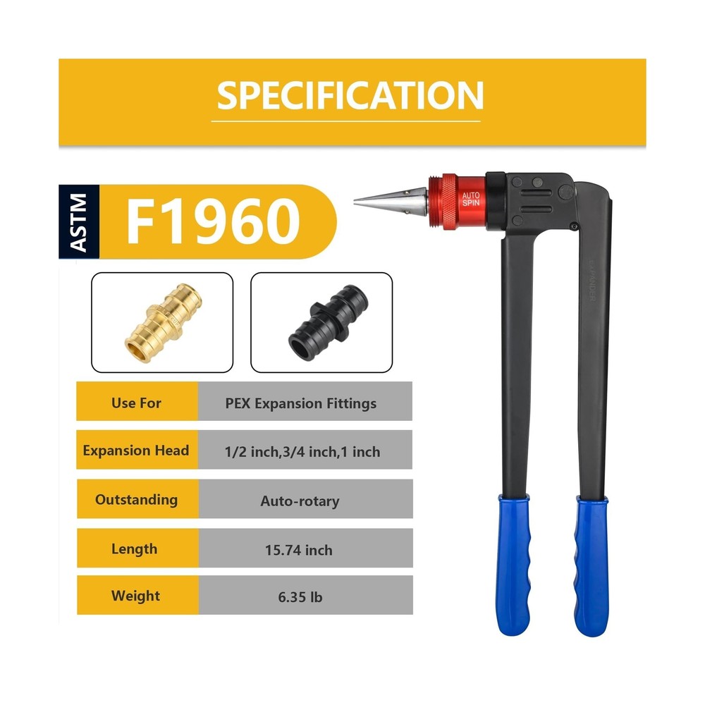GUOFIS Auto-spin PEX A Expansion Tool, Automatically Rotation Head PEX Expand...