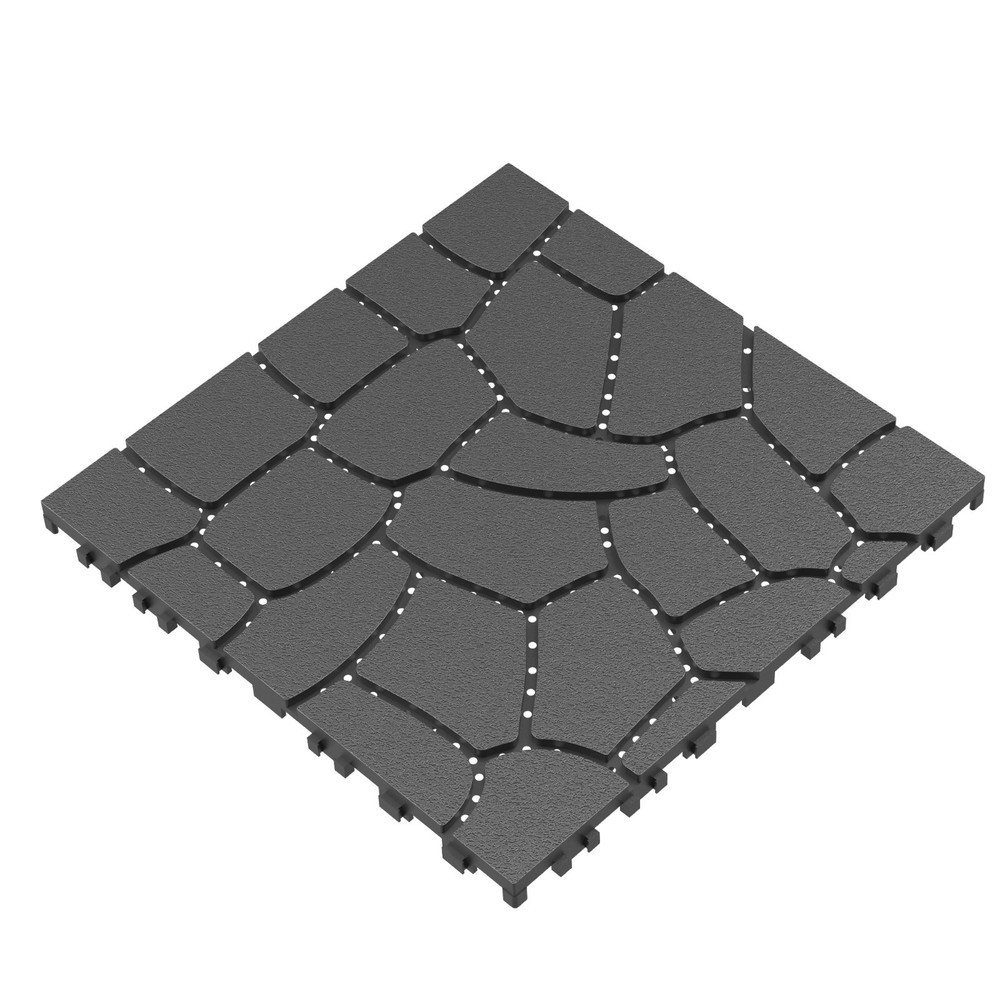 Stone Tile 12" DIY Interlocking Decking, Easy Install for Patio Pool Backyard