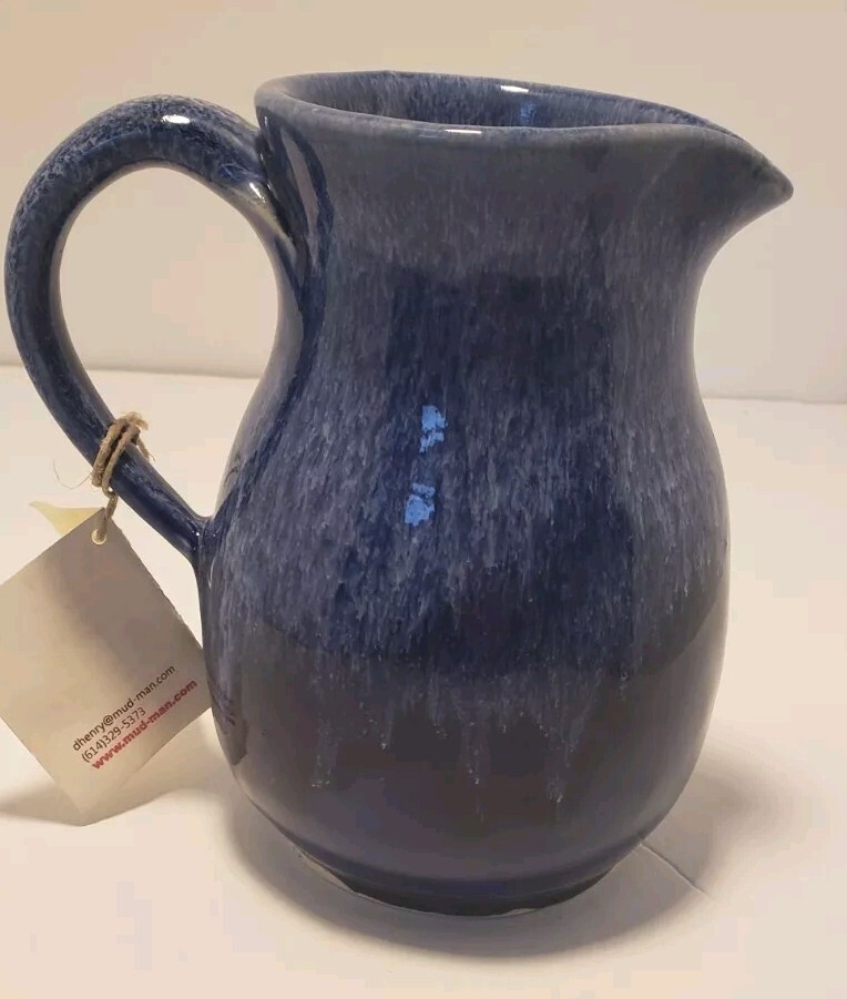 Mud Man Blue 6" Ceramic Pitcher