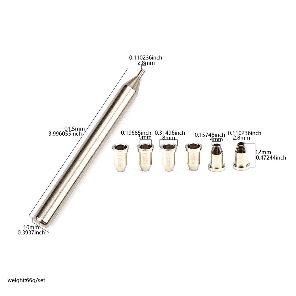 Chrome Plated 6Pcs Guitar String Through Body Ferrule Install Tool Sets