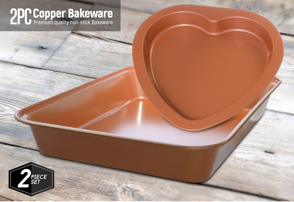 2 PC COPPER BAKEWARE PREMIUM QUALITY NON-STICK BAKEWARE