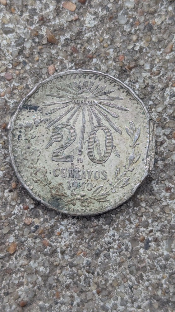 1940 Mexico 20 Centavos 72% Silver