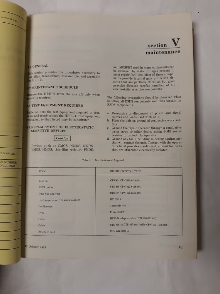 Collins HPU-74 HSI Processor Unit Instruction Book October 15, 1983, Original