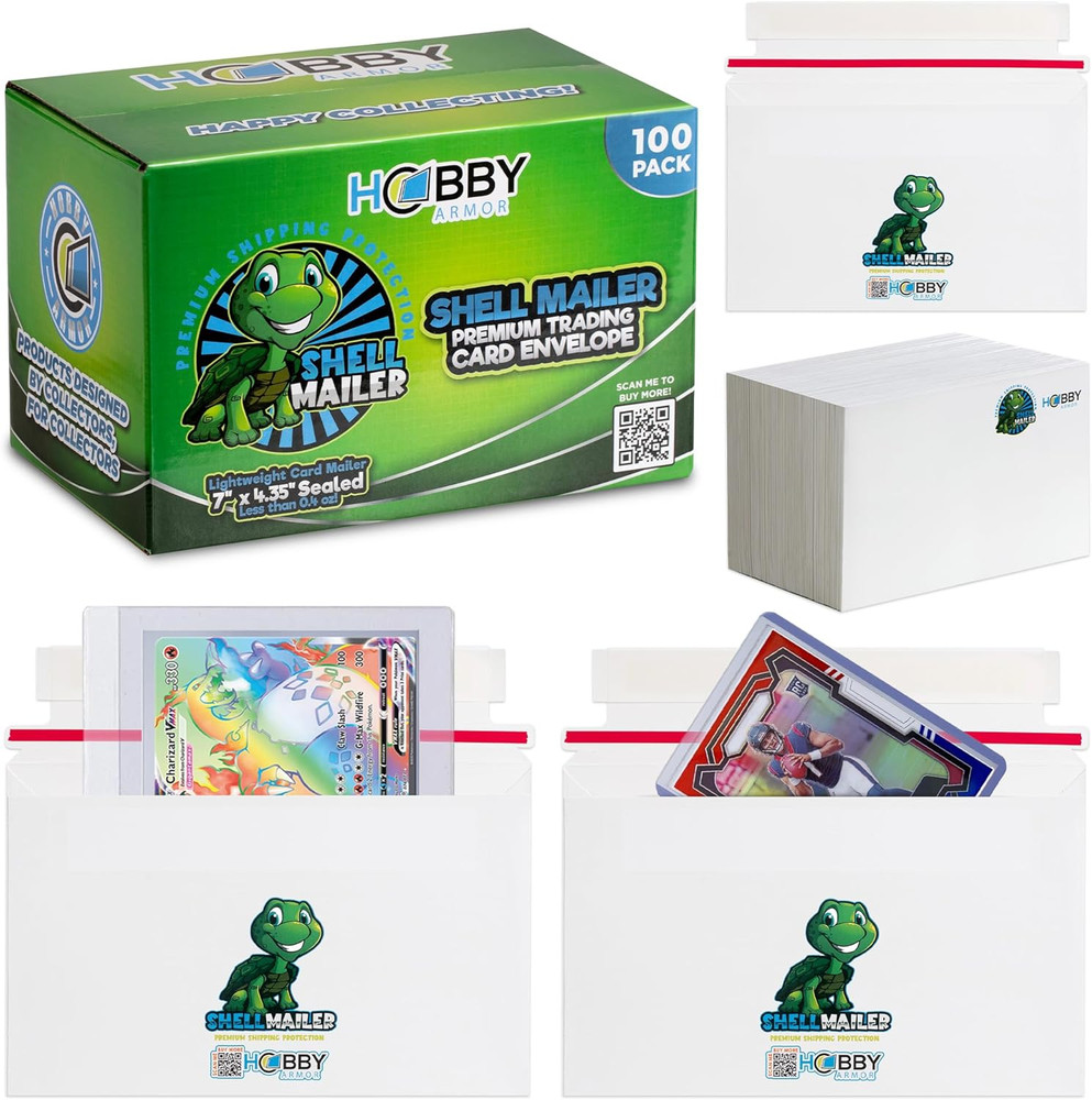 100 Pack Shell Mailer Trading Card Envelopes by , 7" X 4.35" Trading Card Mailer