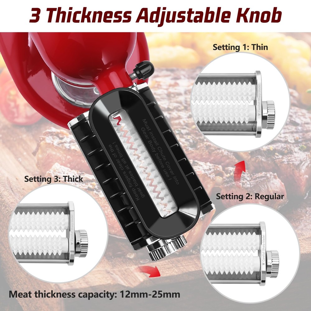 Adjustable Thickness Meat Tenderizer Attachment for Kitchenaid Stand Mixers,