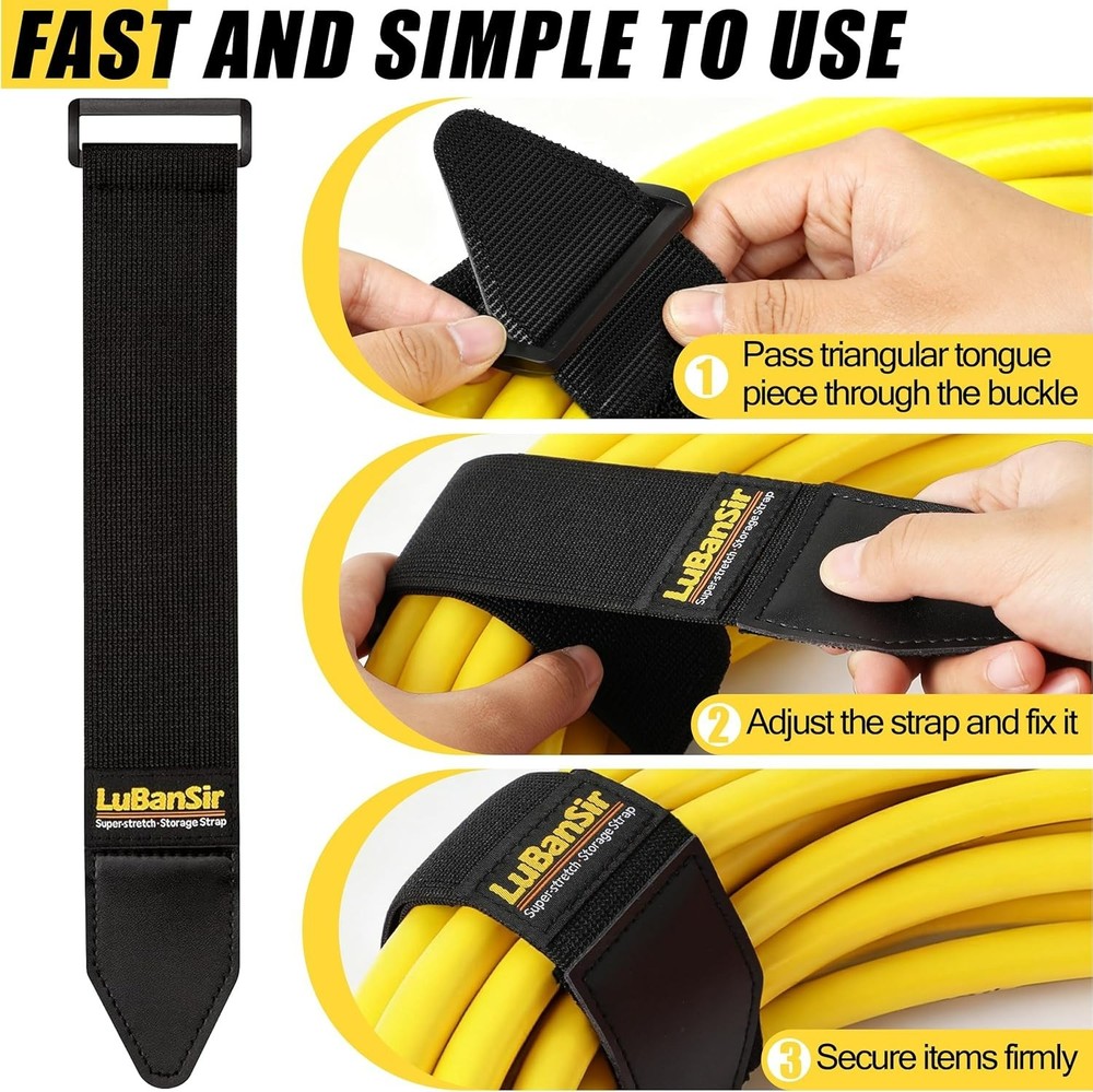 Cinch Straps, 2" x 24" 4 Pack Elastic Hook and Loop Storage Strap for Extensi...