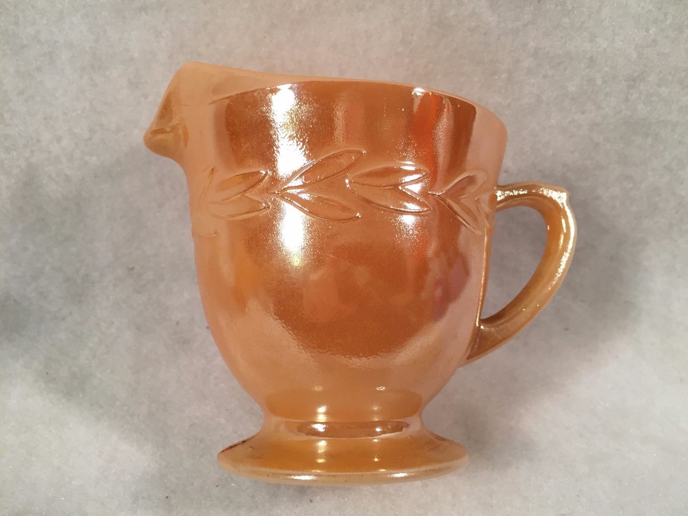 Fire King Peach Luster LAUREL LEAF Cream & Sugar