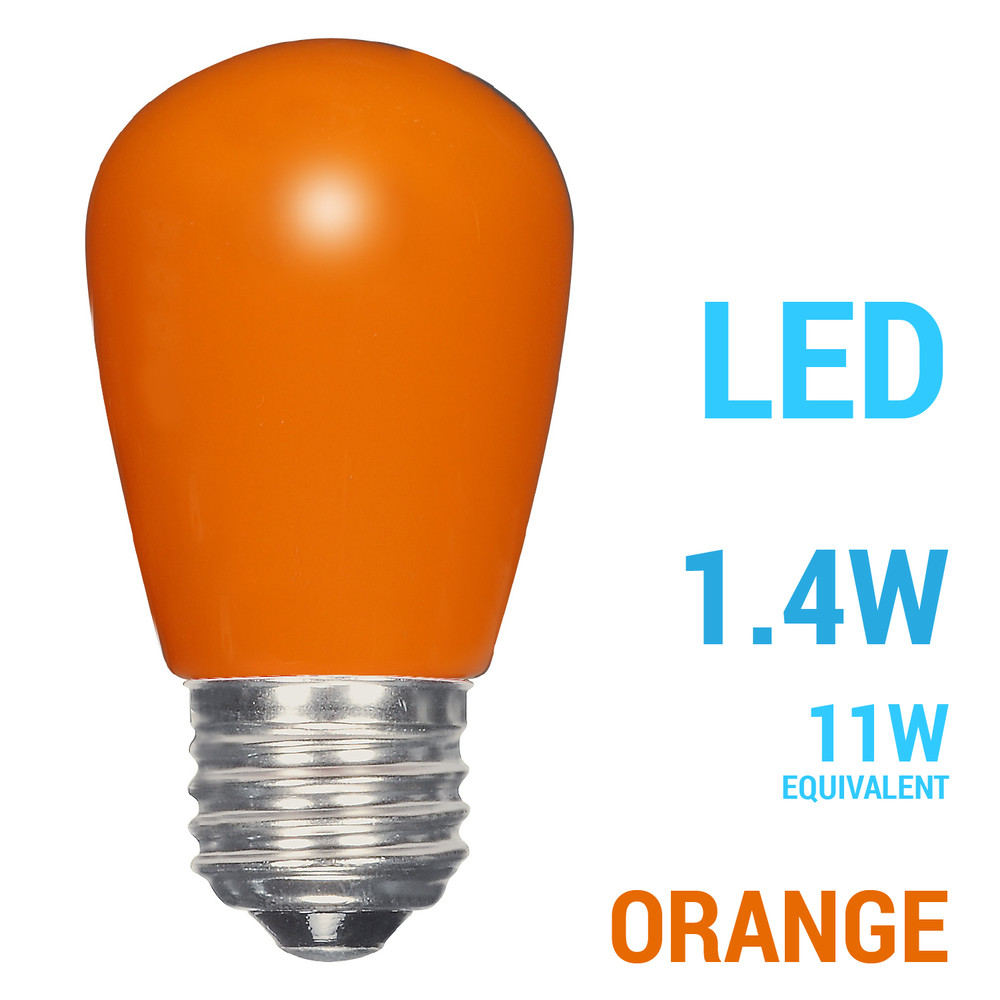 Satco LED CERAMIC ORANGE Sign Indicator Bulb 1.4W =11W S14 120V Medium E26 Base