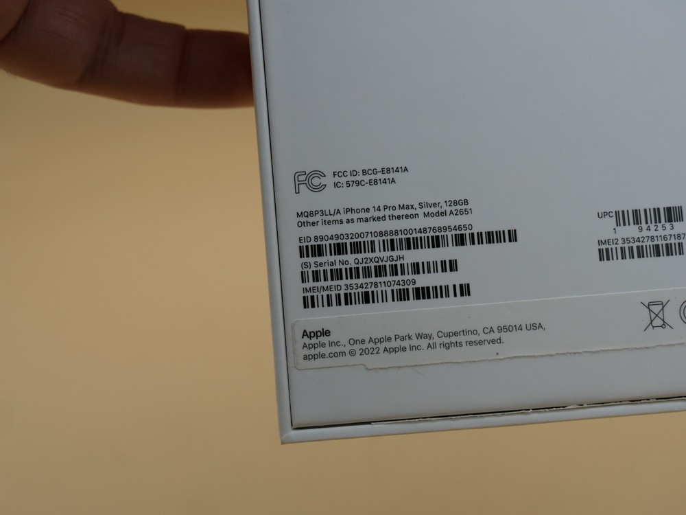 Empty Box ONLY Apple IPHONE 14 Pro Max Silver 128gb