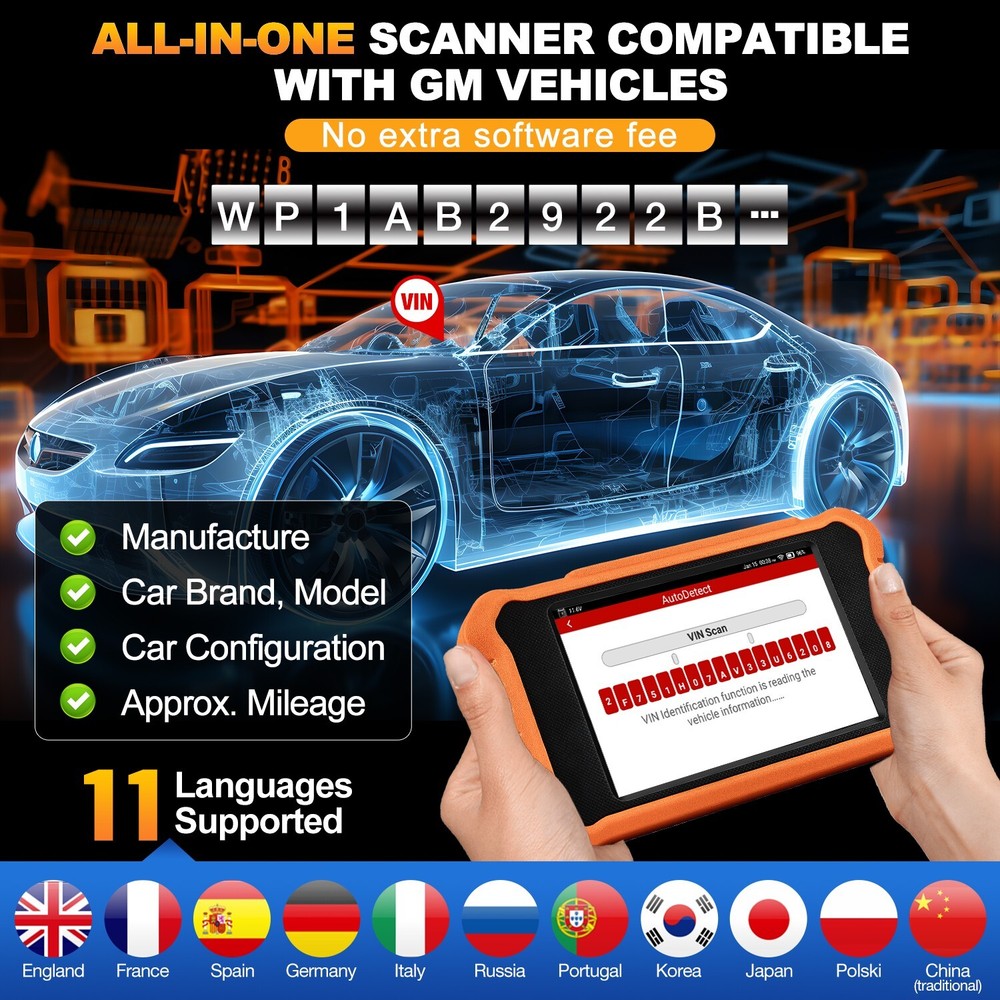 LAUNCH Creader Elite 2.0 for GM Diagnostic Tool Scanner Key Coding Active Test