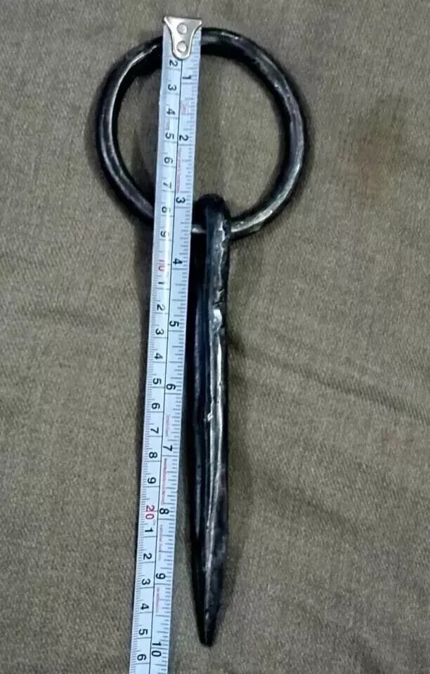 Antique Hook Wrought Tethering Ring on Pin Blacksmith Hardware Hook