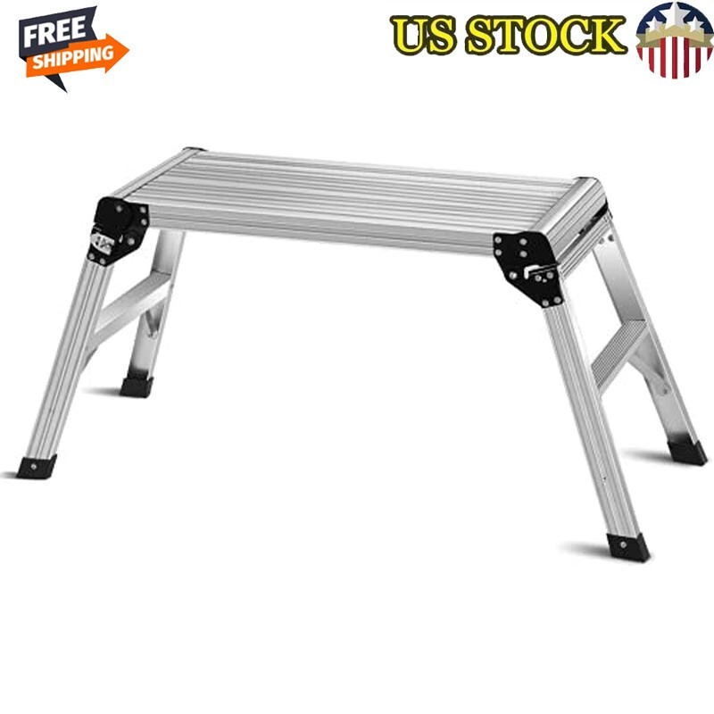 Foldable Aluminum Work Platform Non-Slip Multi-Use Step Ladder Garage Sturdy New