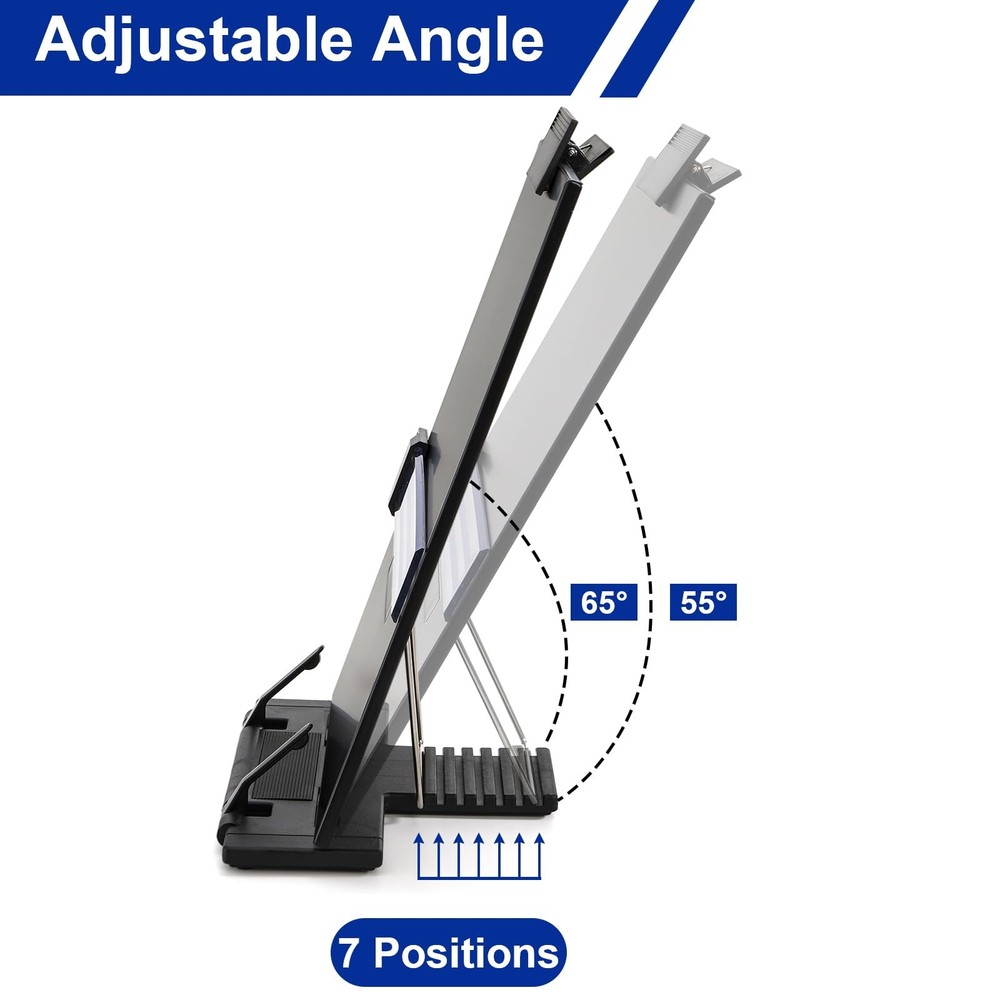 2 Pack Desktop Document Holder with Adjustable Clip and Line Guide, Portable ...
