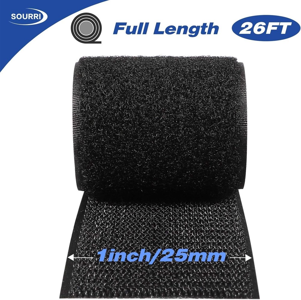 Nylon Self Adhesive Hook and Loop Strips 1 Inch x 26 Feet for Multiple Surfaces