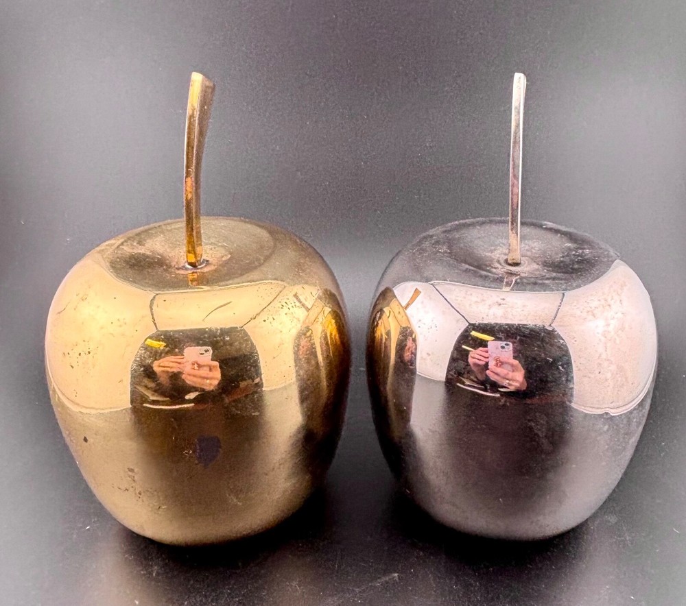 Decorative Brass and Chrome Apples Pair