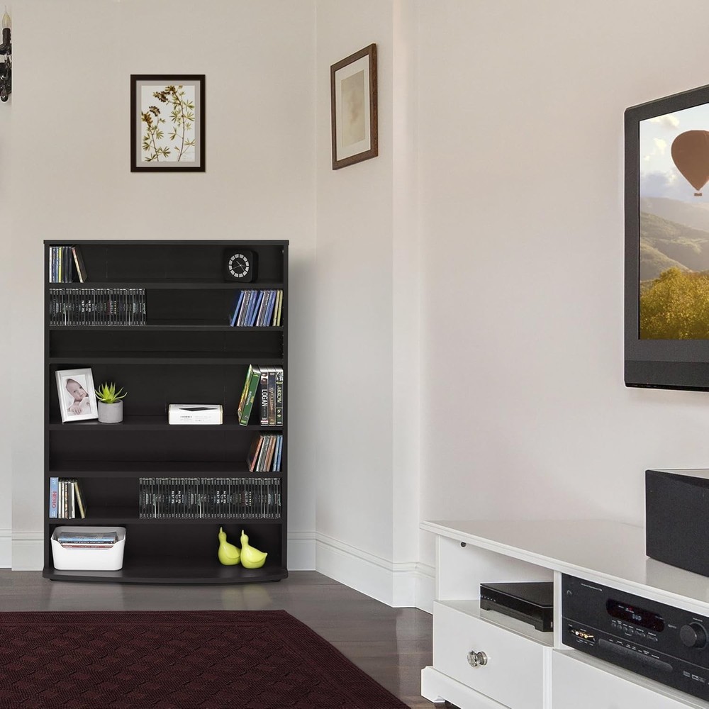 6-Tier Multimedia Storage Tower Audio Shelving Storage Cabinets Easy Assembly