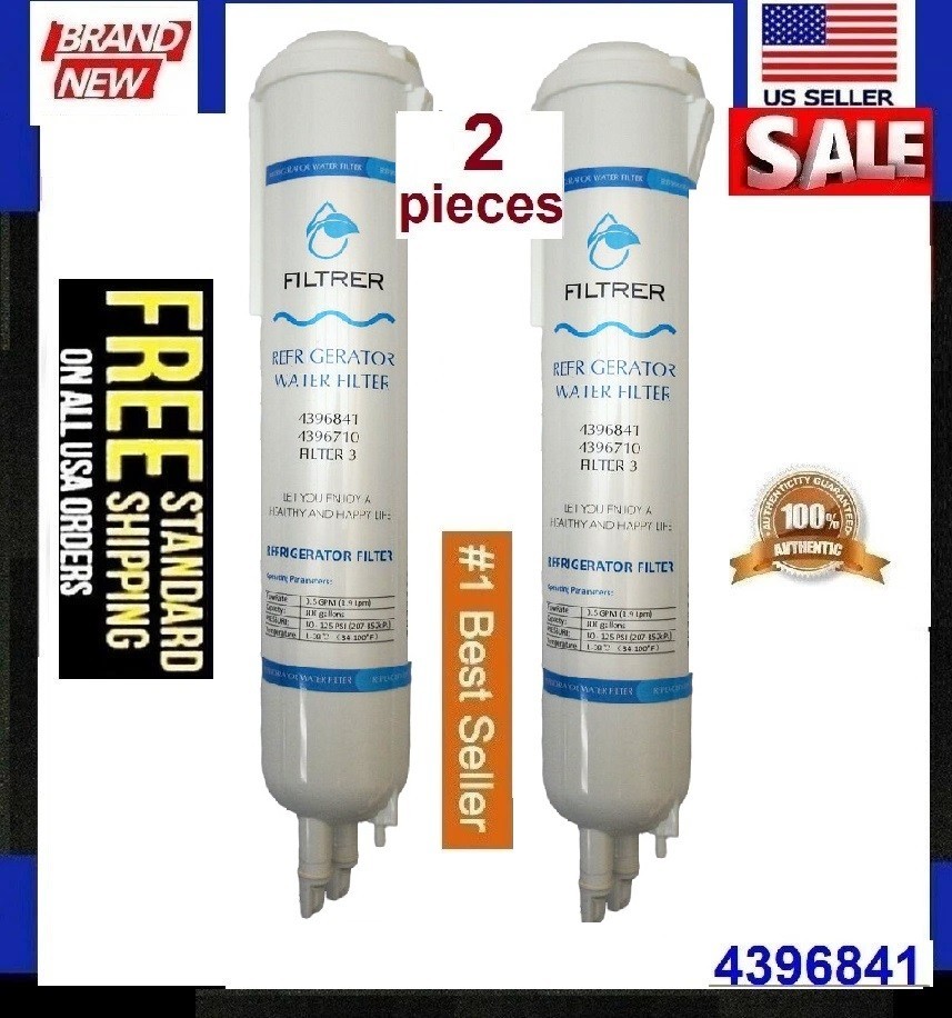 2 Pack Refrigerator Water Replacement Filter EDR3RXD1 9083 4396841 4396710