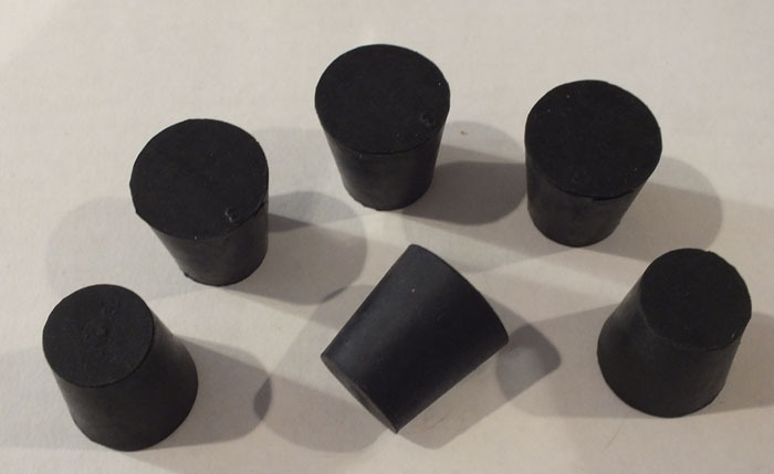 #3 Black Nat Rubber Laboratory Stoppers Size 3 PLUGS SOLID STOPPER 6/pack RS-3