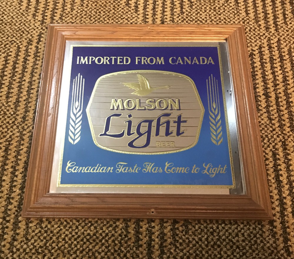 Vintage Molson Light bar mirror 16 X16