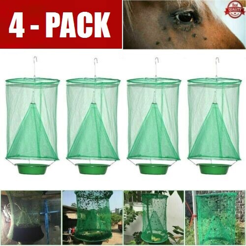 4PACK The Ranch Fly Trap Reusable Fly Killer Cage Net Trap Pest Bug Catcher