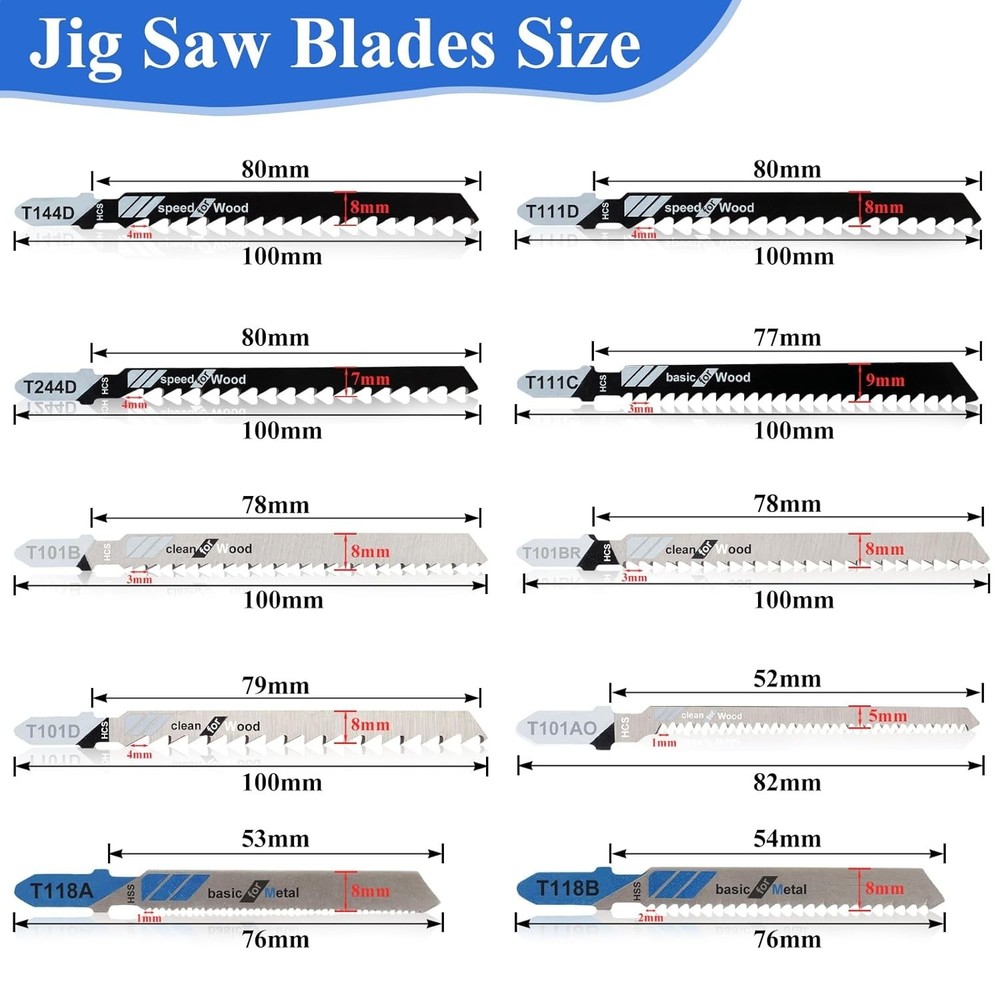 Durable 10-Pack Jigsaw Blades for All-Purpose Cutting - Effortless Installation