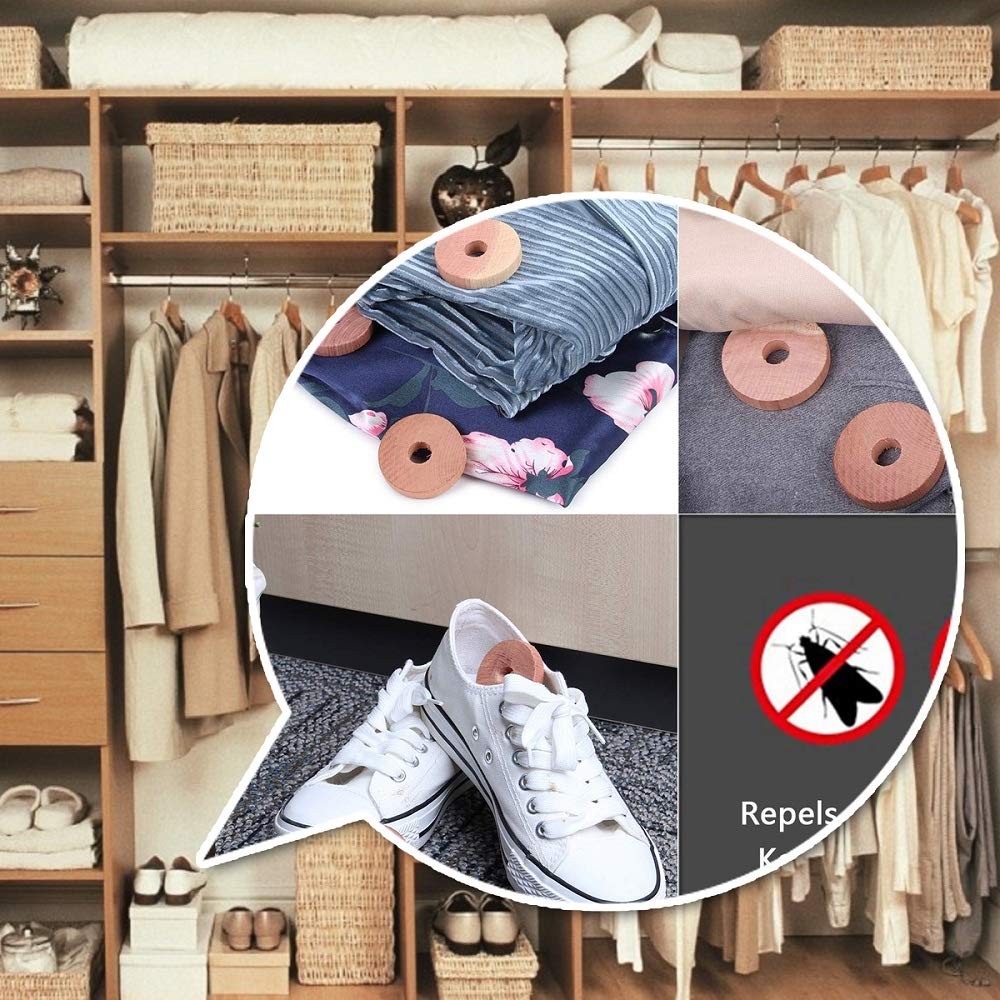 Cedar Blocks for Clothes Storage – 24 Pcs 100% Natural Cedar Rings | Wardrobe...