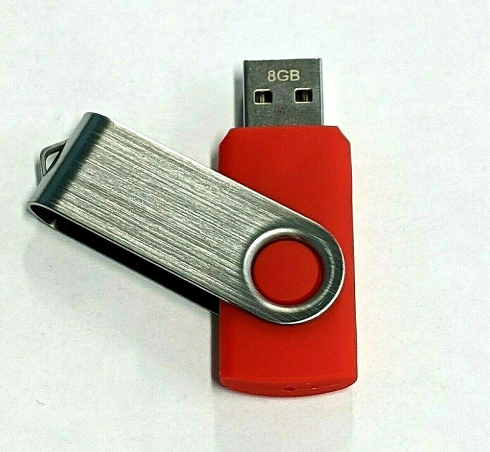 USB Flash Drive 8GB - Unbranded - USB 2.0 - FAT32 Format for Multimedia - Red