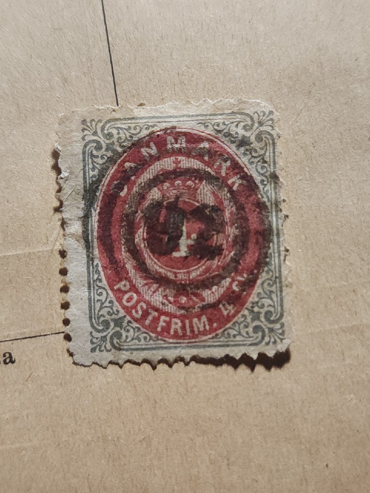 1870 DENMARK -  SG: 44  -  4SK  RED & GREY  - USED - #6616