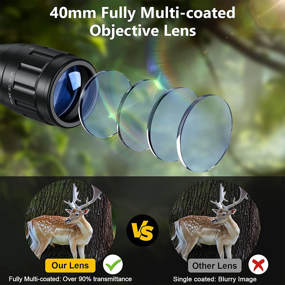 3-9X40 Rifle Scope Mil-Dot Reticle Optics Scope W/ Mounts - Adjustable Objective