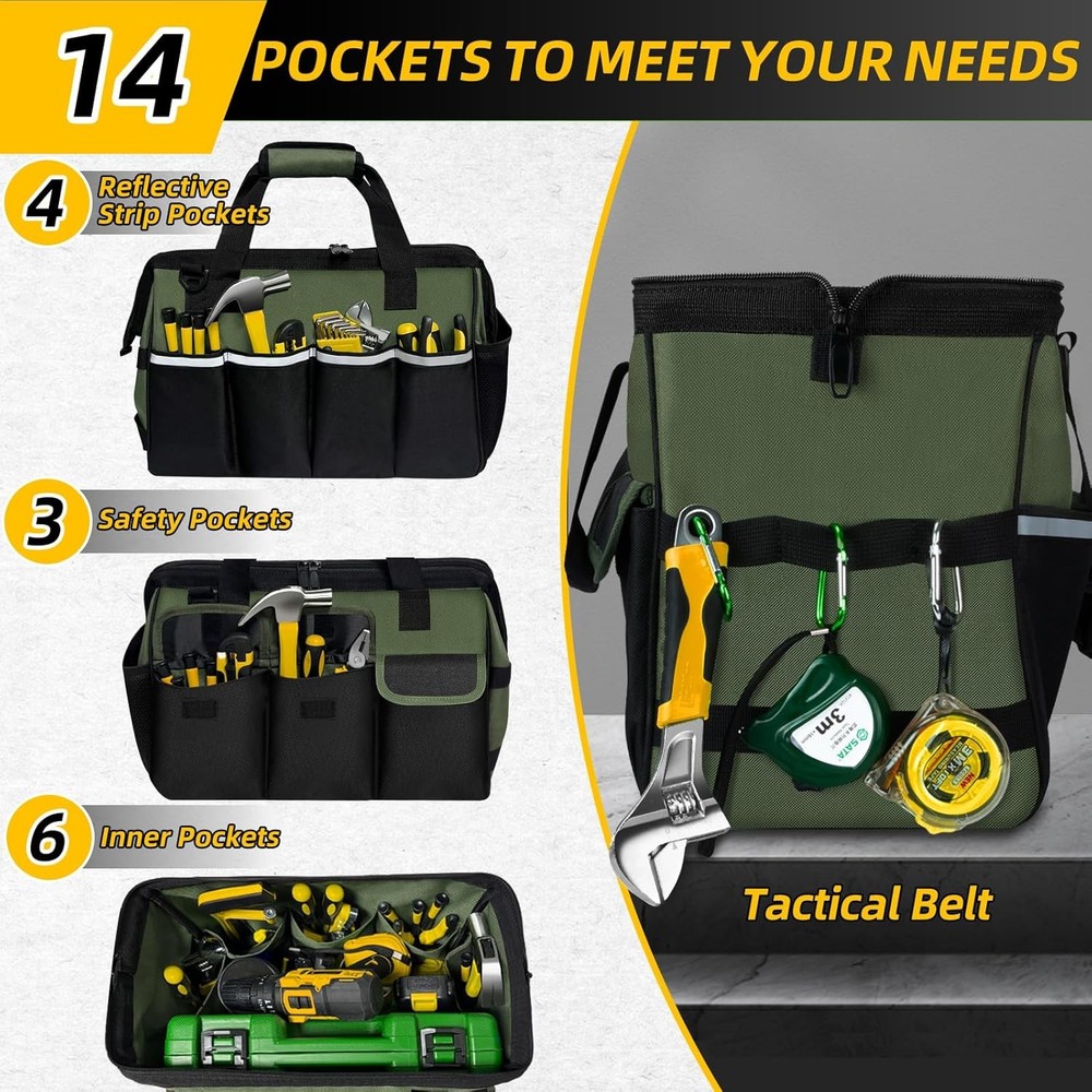 Tool Bag, Portable Tool Box Organizer Adjustable Shoulder Strap, Carry Tool Tote