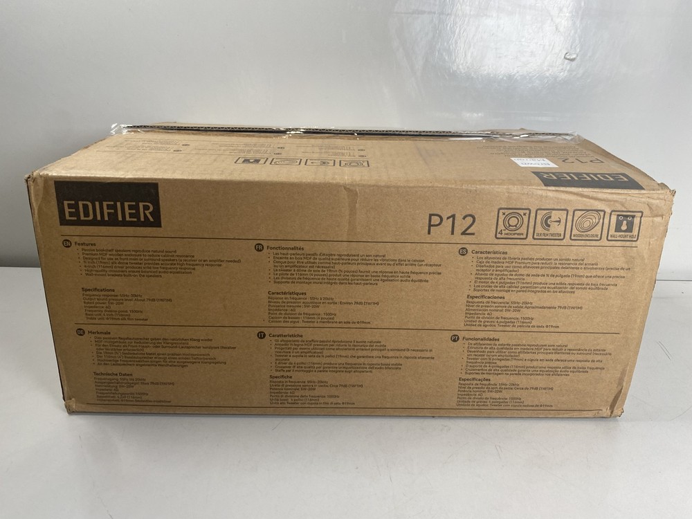 Edifier P12 Passive 2-Way Brown Bookshelf Speaker w/ Built-In Wall-Mount Bracket
