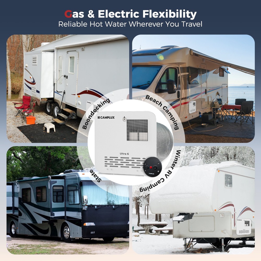 6 Gallon RV Water Heater Gas Electric Hybrid Replacement for Suburban & Dometic