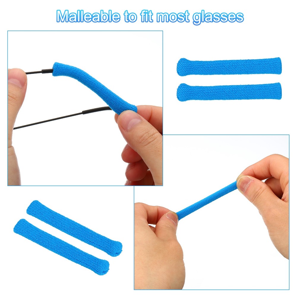 Glasses End Tips 6 Pair Nylon Replacement Temple for Rectangle, Blue