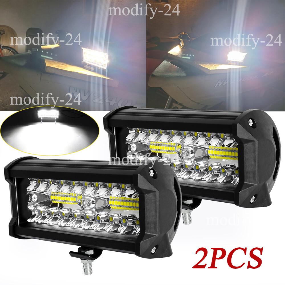 2pcs 7" Rectangular Marine Pontoon Docking Led Work Lights Boat Head Light 12V
