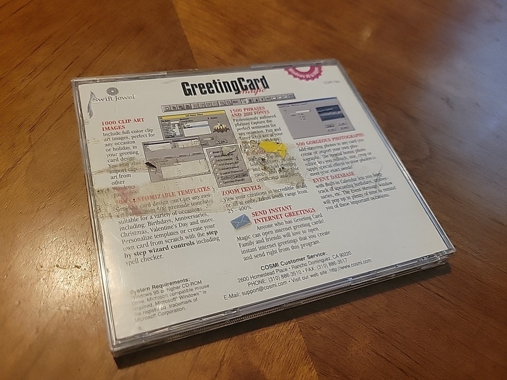 Swift Greeting Card Magic Windows 95 PC CD ROM - TESTED WORKS!