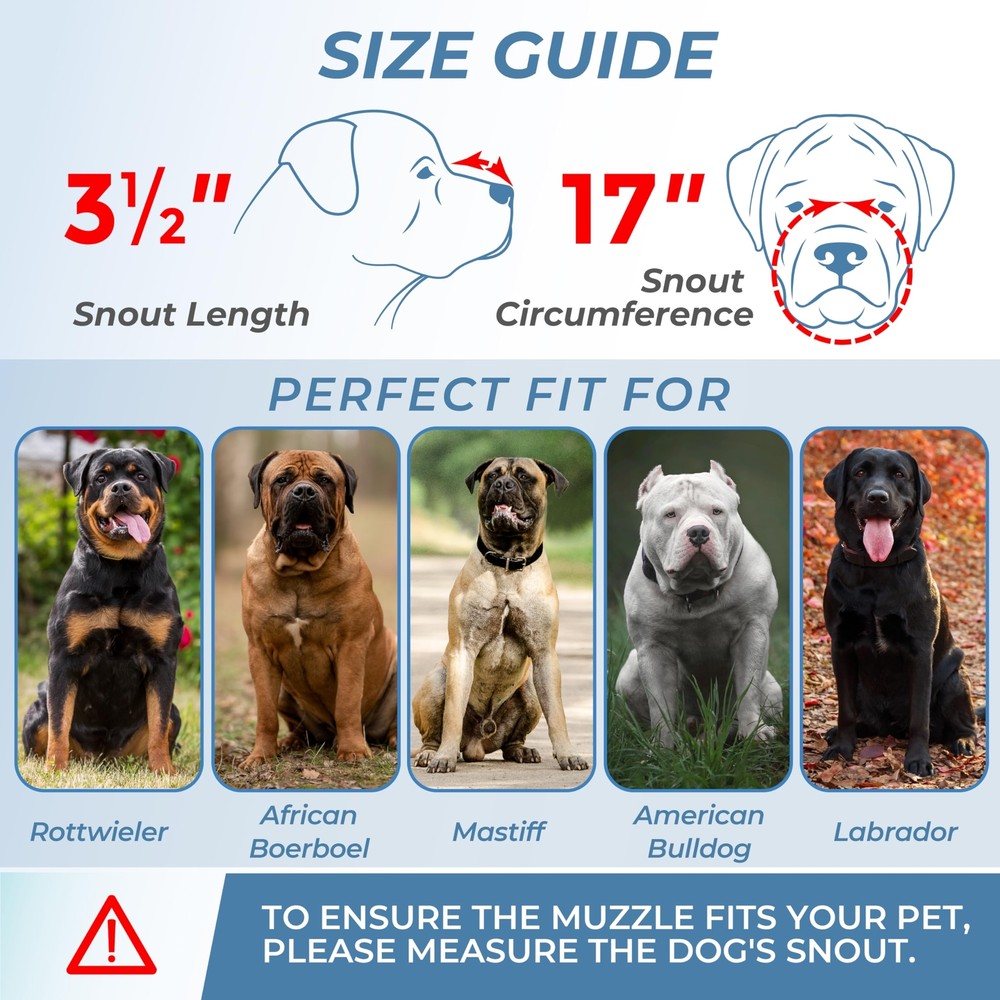 Extra Large Dog Muzzle for Rottweiler – XL Heavy Duty Rottweiler Muzzle – Met...