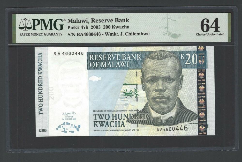 Malawi 200 Kwacha 2003 P47b Uncirculated Graded 64