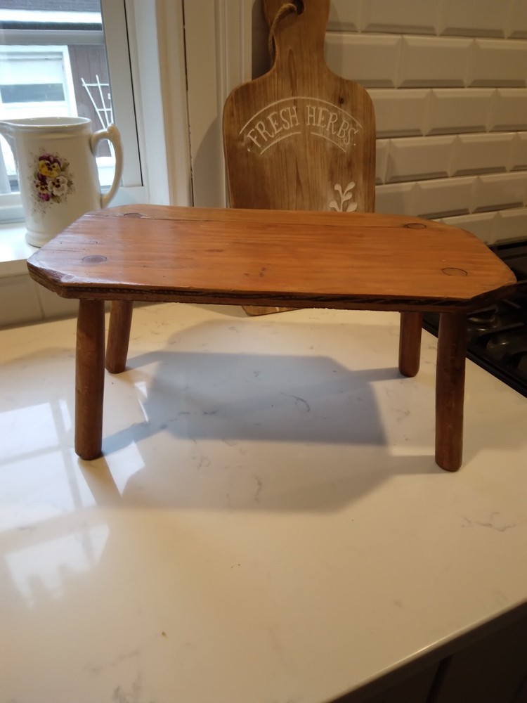 Primitive wood stool. Handmade/sturdy
