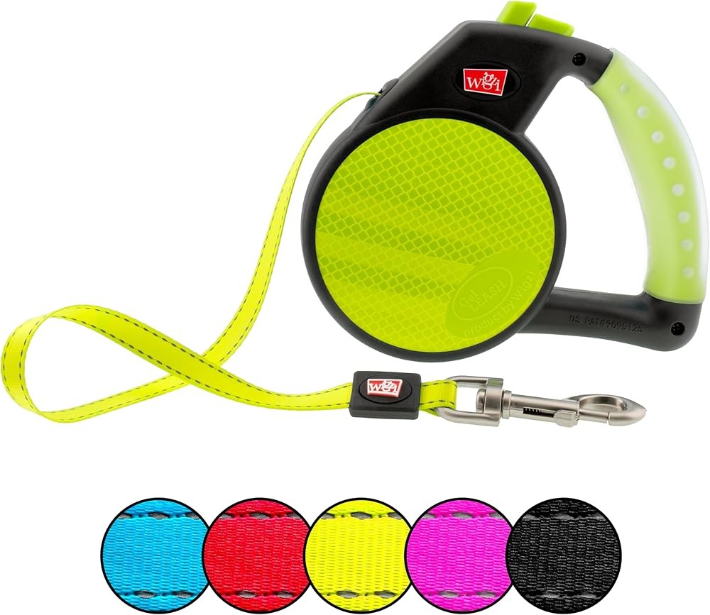 Reflective l Retractable Leash, Yellow, Small