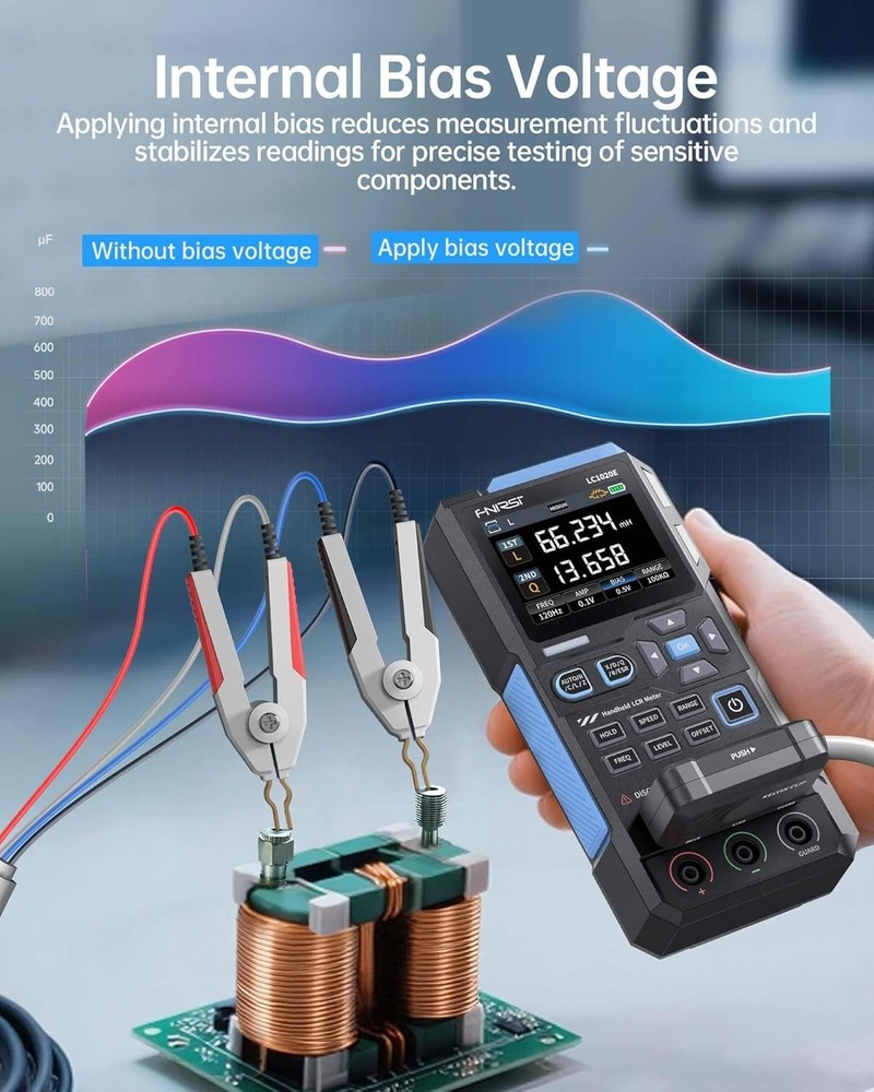 Portable Dual Parameter 100kHz LCR Meter - 19,999 Counts Auto Component Tester