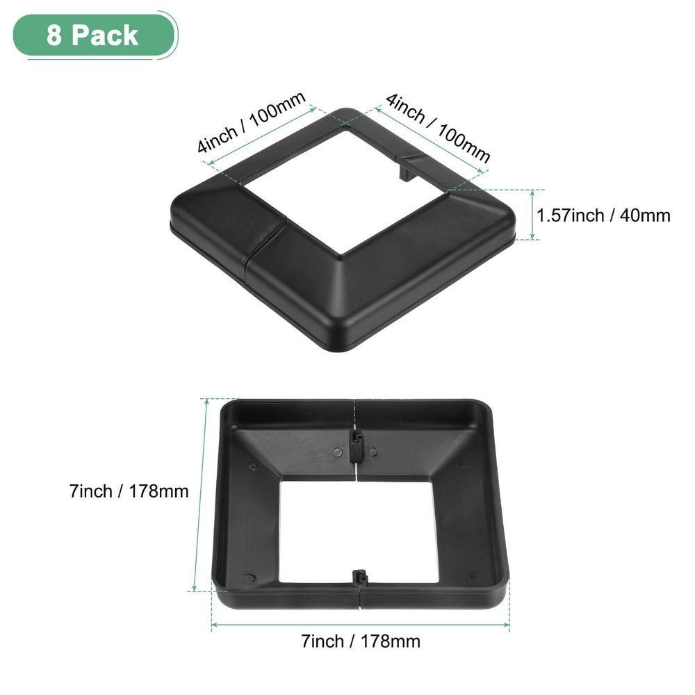 8-Pack Post Base Cover, Internal 4"x 4" PVC Post Skirt Split Type for Railing