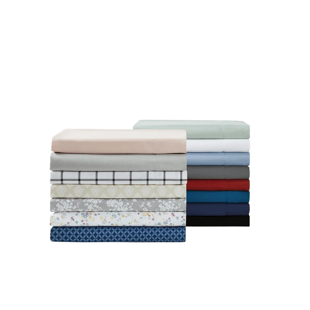 Mainstays Super Soft Recycled Brushed Microfiber Bed Sheet Set, Queen, Grey Flor