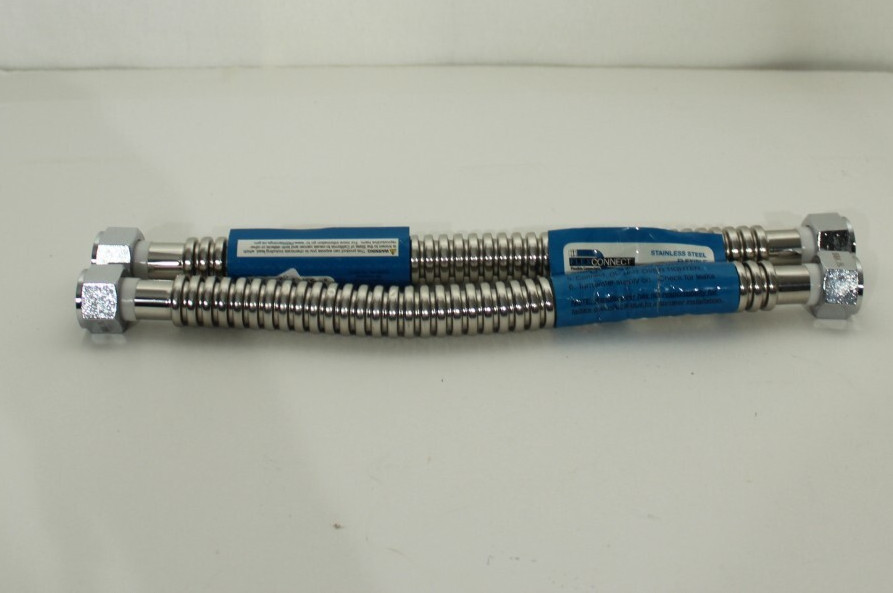 Flex Connect Stainless Steel Flexible Water Line 3/4" IDx15"L 3/4"FIP Lot of 2