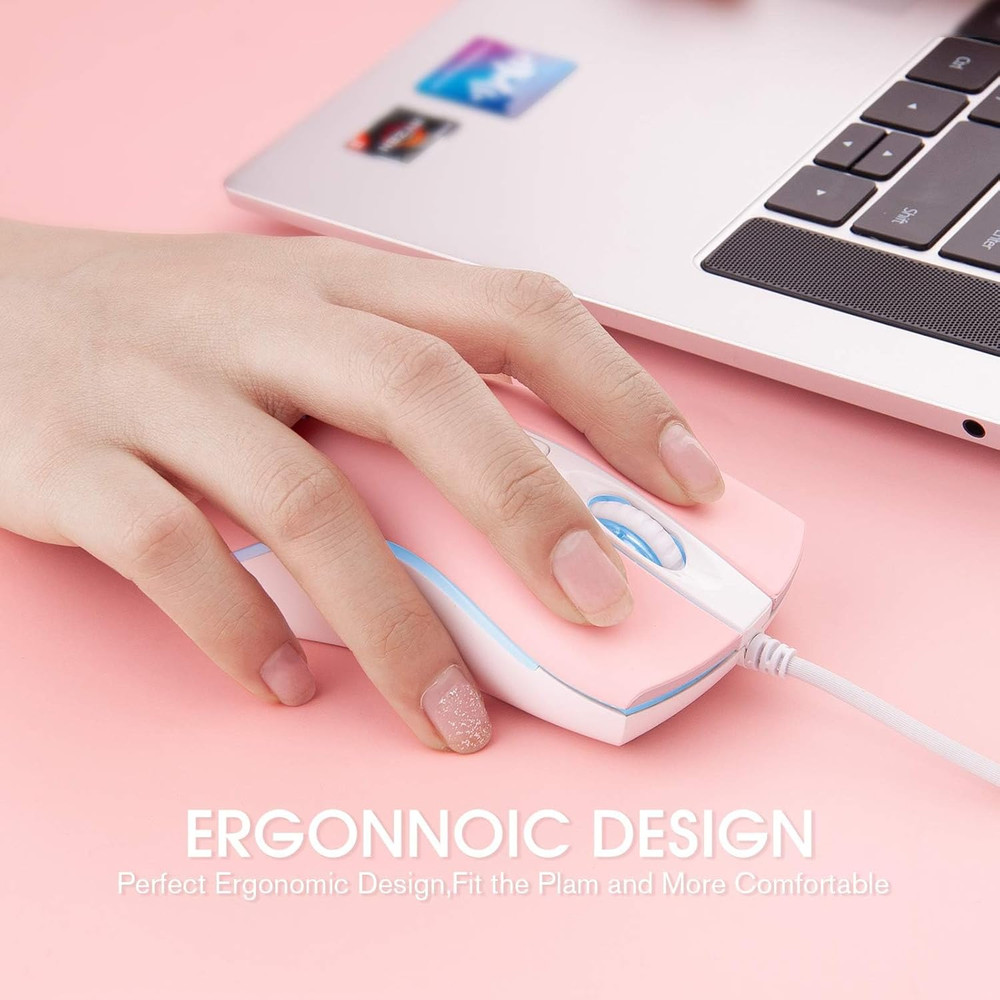 Wired Mouse, USB Computer Mouse,Rgb Optical Office Mice for Pc,Computer,Laptop,D