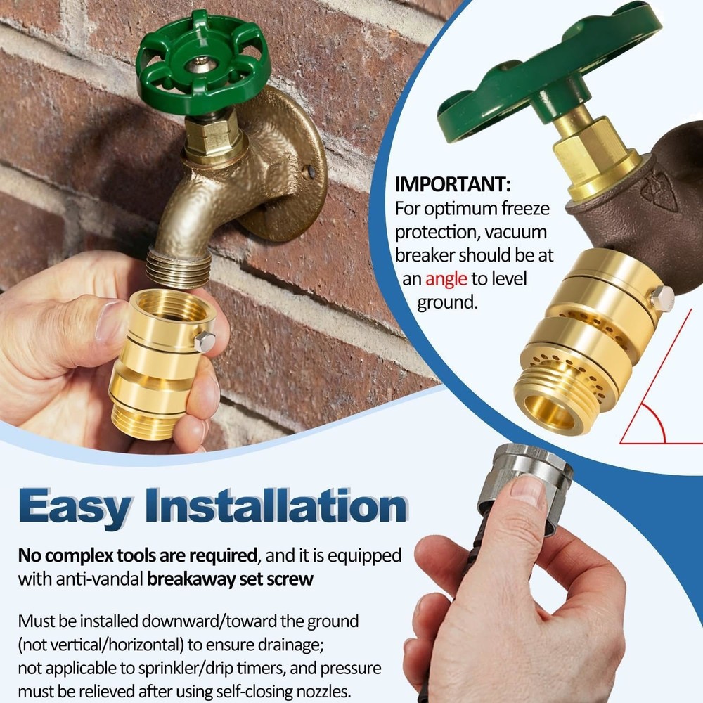 PK1400 3/4"Hose Thread Self-Draining Vacuum Breaker Connector Backflow Preventer